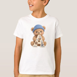 Süßer Teddybär Anfangsbuchstabe A Segeljungen T-Sh T-Shirt