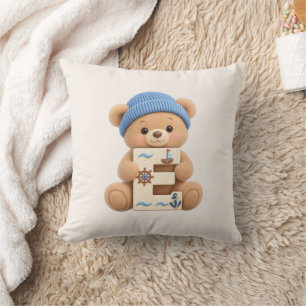 Süßer Teddybär Anfangsbuchstabe E Baby Jungen Wurf Kissen