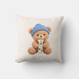Süßer Teddybär Anfangsbuchstabe I Baby Jungen Wurf Kissen