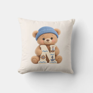 Süßer Teddybär Anfangsbuchstabe N Baby Jungen Wurf Kissen