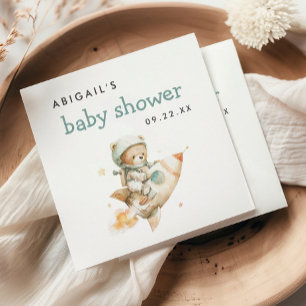 Süßer Teddybär-Astronaut-Junge-Baby-Party Serviette
