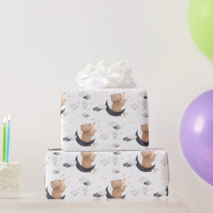 Süßer Teddybär auf mondweiß für Kinder  Geschenkpapier