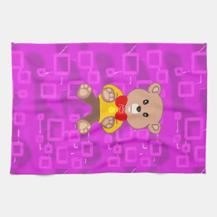 Süßer Teddybär auf rosa geometrisch Geschirrtuch