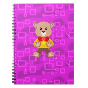 Süßer Teddybär auf rosa geometrisch Notizblock