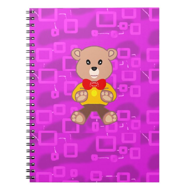 Süßer Teddybär auf rosa geometrisch  Notizblock (Vorderseite)