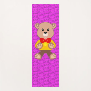 Süßer Teddybär auf rosa geometrisch  Yogamatte