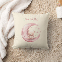 Süßer Teddybär auf rosa Mond