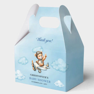 Süßer Teddybär-Aviator-Flugzeug Blau Braun Babypar Geschenkschachtel