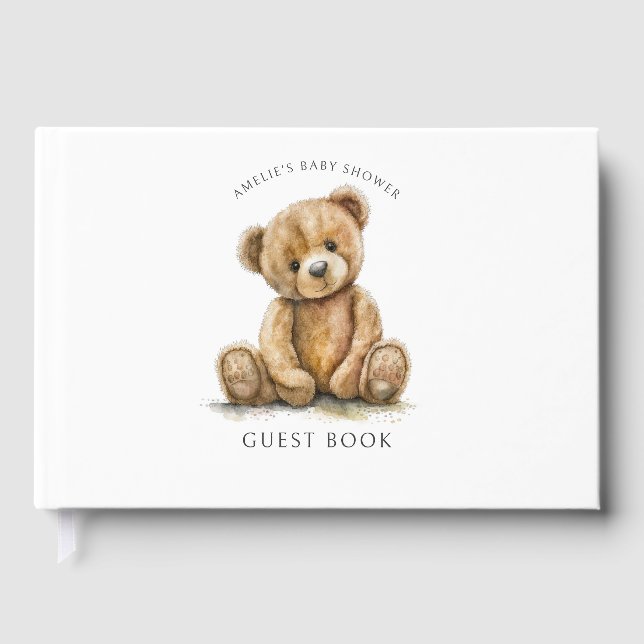 Süßer Teddybär-Baby-Party Gästebuch (Vorderseite)