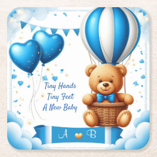 Süßer Teddybär Baby Shower 🧸 Rechteckiger Pappuntersetzer
