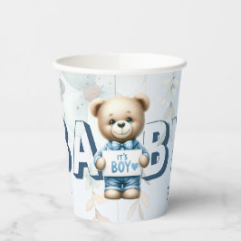 Süßer Teddybär Blau Floral Schön Party Pappbecher
