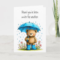 Süßer Teddybär Blaue Gummistiefel Gute Besserung