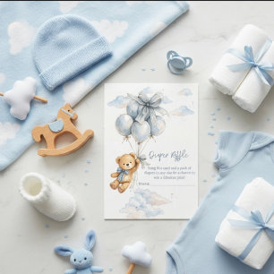 Süßer Teddybär Blaue Luftballons Wolken Baby Junge Begleitkarte