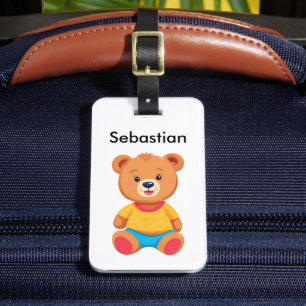Süßer Teddybär Buntes Bild Kinder Kind Gepäckanhänger