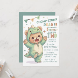 Süßer Teddybär-Dinosaurier | 2. Dino-Geburtstagsfe Einladung