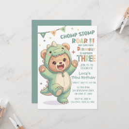 Süßer Teddybär-Dinosaurier | Dritter Dinosaurier-G Einladung
