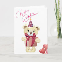 Süßer Teddybär Frohe Geburtstagskarte mit Geschenk