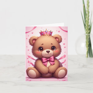 Süßer Teddybär-Geburtstagsfeier Herz-Thema  Karte
