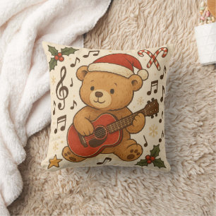 Süßer Teddybär Gitarre Weihnachten Kissen