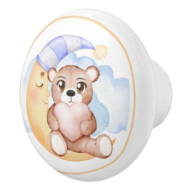 Süßer Teddybär & Halbmond Keramikknauf (Rechts)