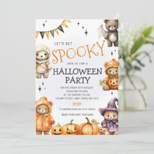 Süßer Teddybär Halloween-Kostüm-Party-Einladung Einladung