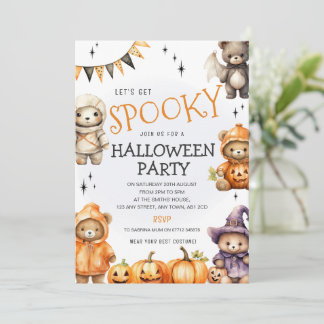 Süßer Teddybär Halloween-Kostüm-Party-Einladung Einladung