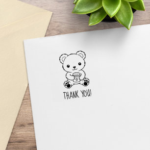 Süßer Teddybär hält ein Honigglas Danke 1x1 Gummistempel