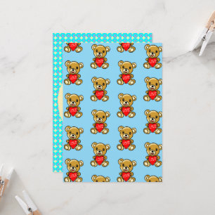 Süßer Teddybär hält Herz mit Liebe – Lieblich Karte