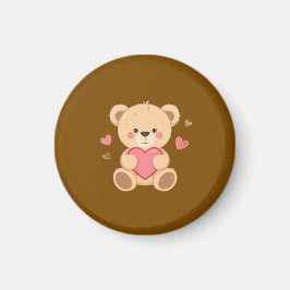 Süßer Teddybär hält Herz – Valentinstag Liebes-Ill Magnet