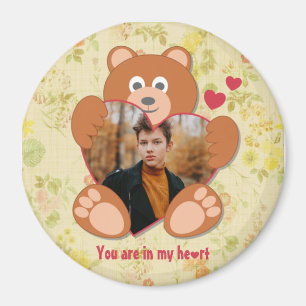 Süßer Teddybär Herz Foto Valentinstag Liebe Magnet