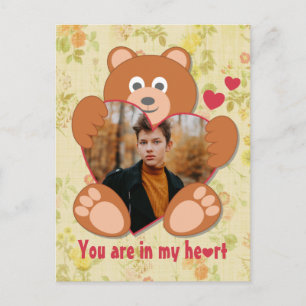 Süßer Teddybär Herz Foto Valentinstag Liebe Postkarte