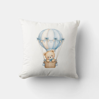 Süßer Teddybär im Heißluftballon | Liebliches Baby Kissen