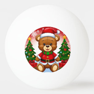 Süßer Teddybär im Weihnachtsmann-Outfit Tischtennisball