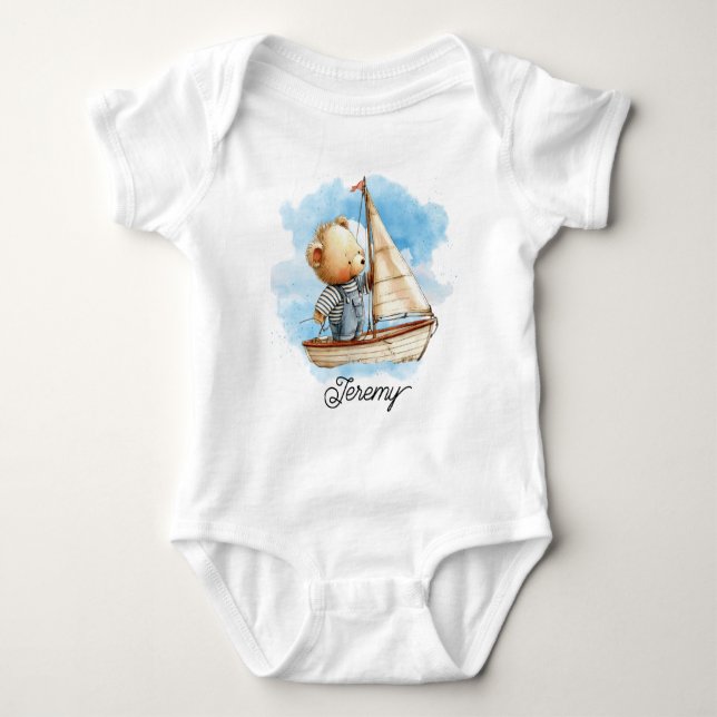 Süßer Teddybär Matrose Baby Strampler (Vorderseite)