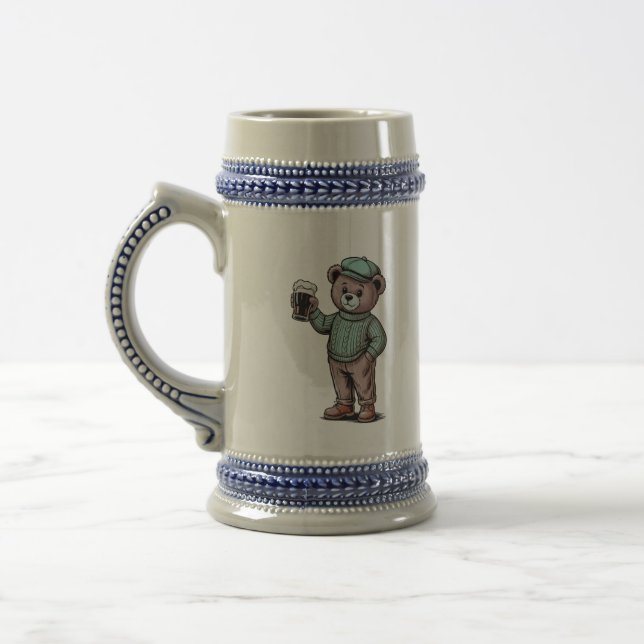Süßer Teddybär mit Bier Bierglas (Links)