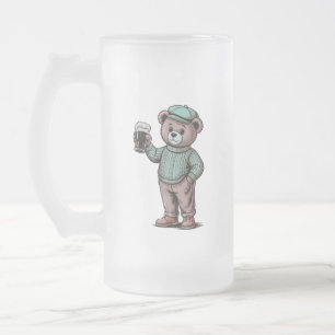 Süßer Teddybär mit Bier Mattglas Bierglas