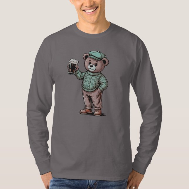 Süßer Teddybär mit Bier T-Shirt (Vorderseite)