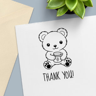 Süßer Teddybär mit einem Honigglas Danke Permastempel