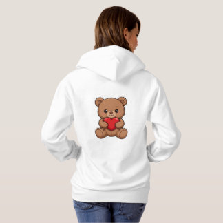 Süßer Teddybär mit einem roten Herzaufkleber - Ado Hoodie
