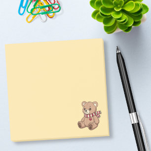 Süßer Teddybär mit gestreifter gelber Schärpe Post-it Klebezettel