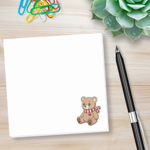Süßer Teddybär mit gestreifter Schal Post-it Klebezettel