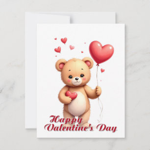 Süßer Teddybär mit Herz – Frohen Valentinstag