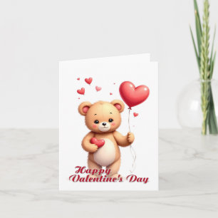 Süßer Teddybär mit Herz – Frohen Valentinstag Dankeskarte