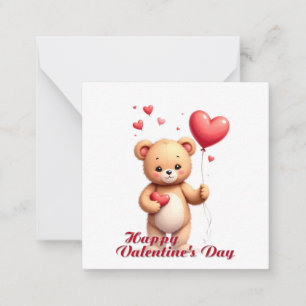 Süßer Teddybär mit Herz – Frohen Valentinstag Mitteilungskarte
