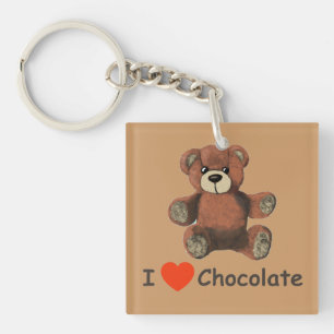 Süßer Teddybär mit Herz (Liebe) für Schokolade Schlüsselanhänger