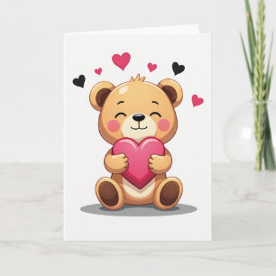 Süßer Teddybär mit Herz-Liebeskarte Karte