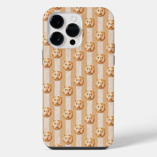 Süßer Teddybär mit Kekschips und Streifen iPhone 14 Pro Max Hülle