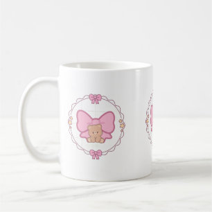 Süßer Teddybär mit rosa Schleifenband Keramik-Tass Kaffeetasse