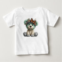 Süßer Teddybär mit Schmetterlingen Florales Plüsch