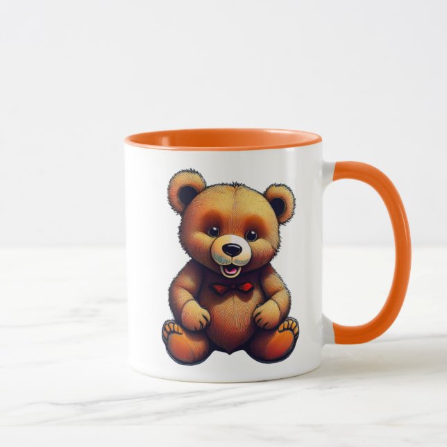Süßer Teddybär mit Schmetterlingsknoten. Tasse (Rechts)